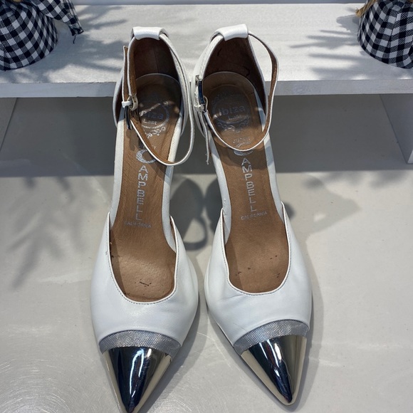 Jeffrey Campbell White Mesh Silver Koon Leather Heels